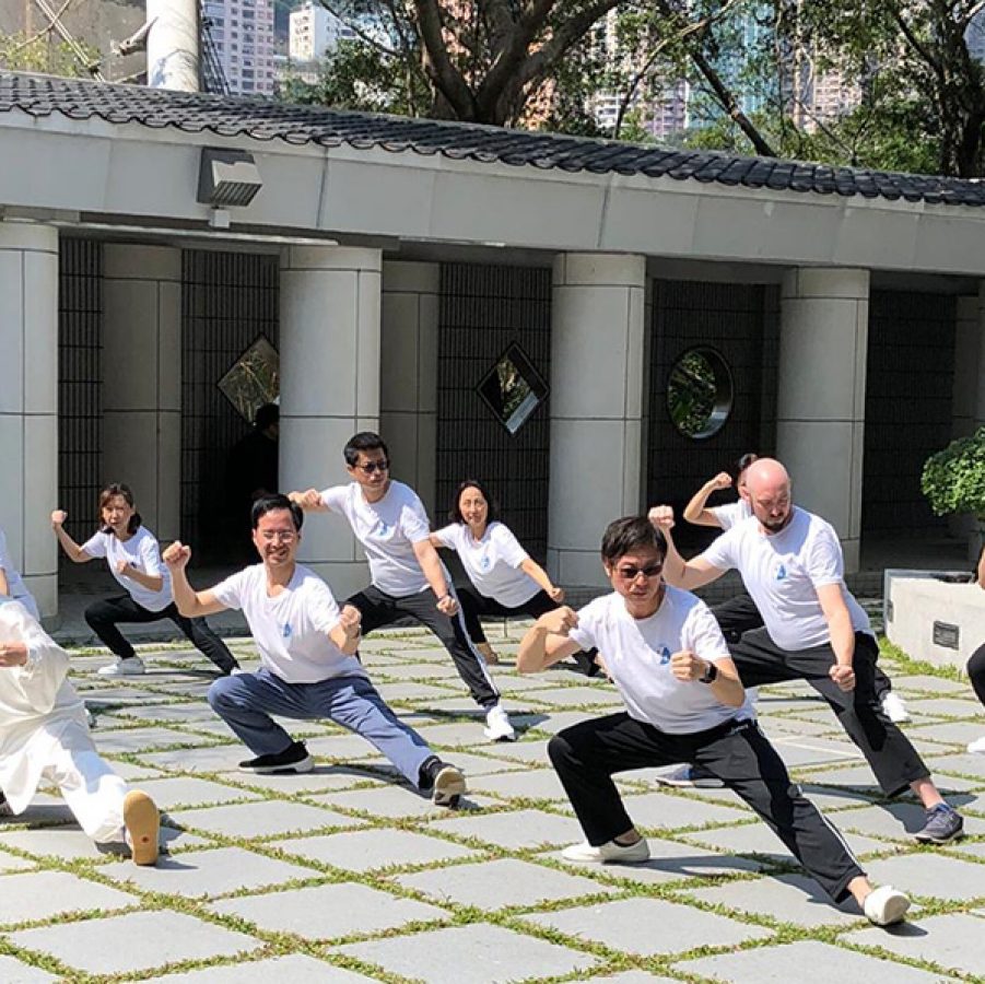 A class doing tai chi together with Chen Style Tai Chi Institute